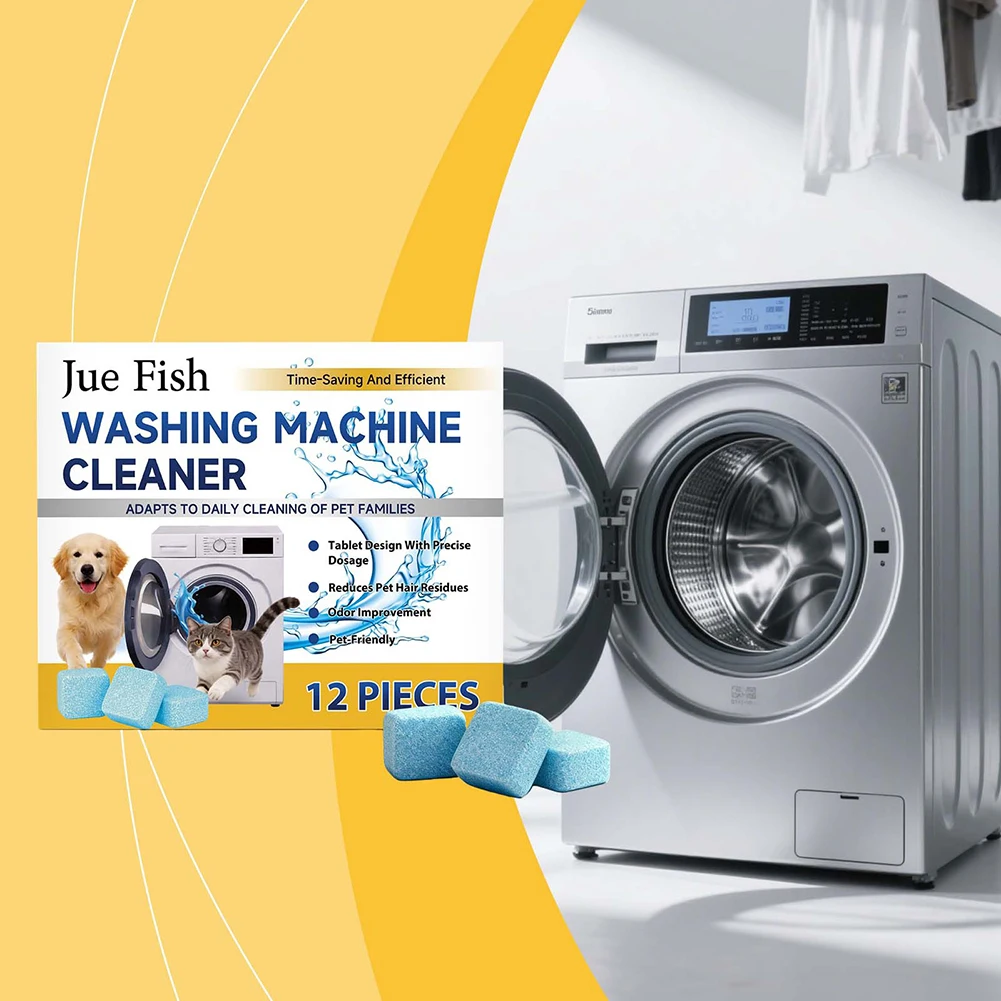 Washing Machine Cleaner Tablets Removes Pet Hair Residue Dissolver Daily Cleaning Improves Odor Control Pet-Friendly clean