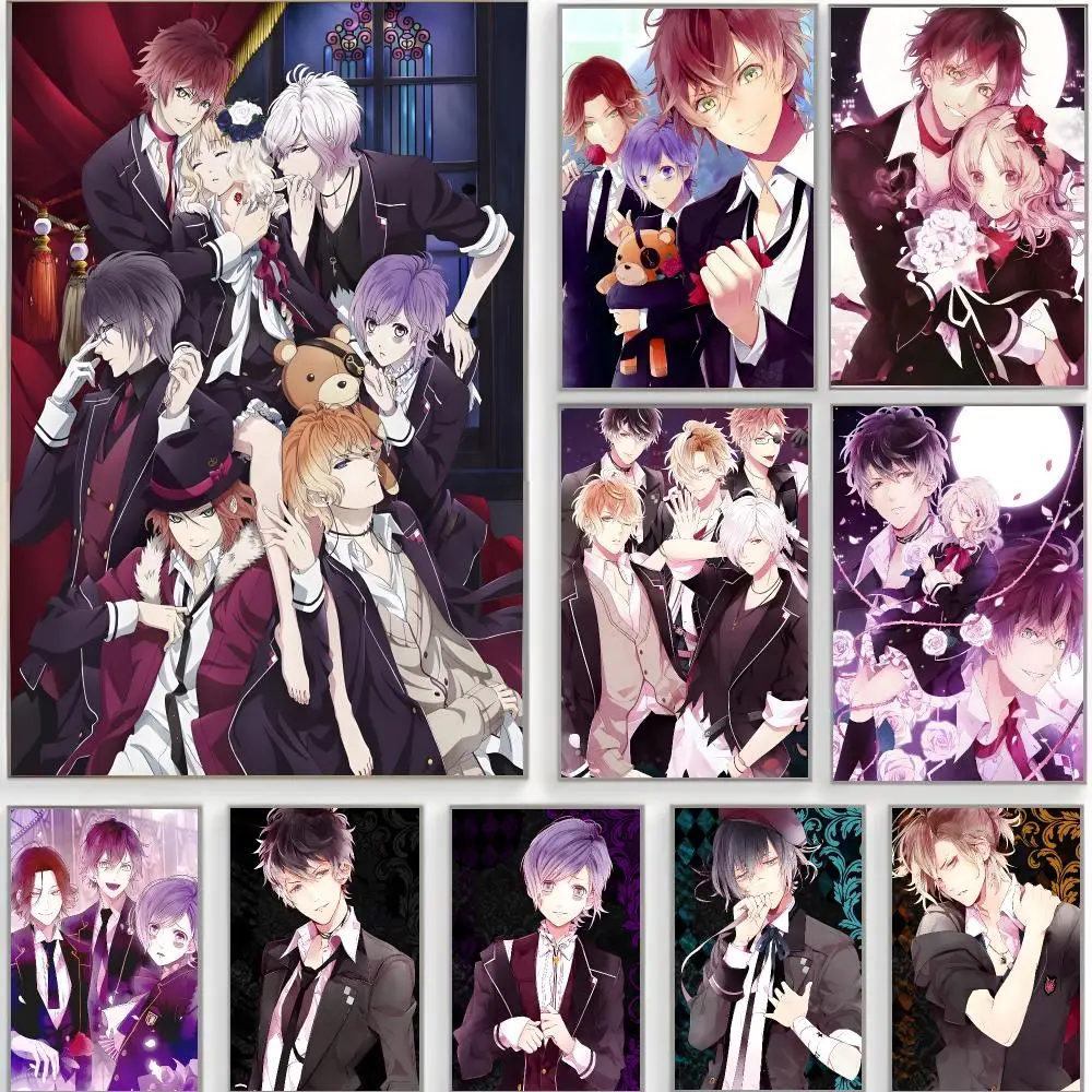 Gothic Anime D-Diabolik Lovers Poster Classic Wall Art  Home Decor  Peel and Stick Unframed