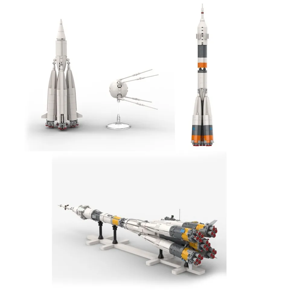 Un.com dMOC Russe Sojus-FG Rocket R-7 Véhicule de lancement Série aérospatiale nuits Set pour UlOscar Soyuz Modèle Brick Boy Cadeau d'anniversaire