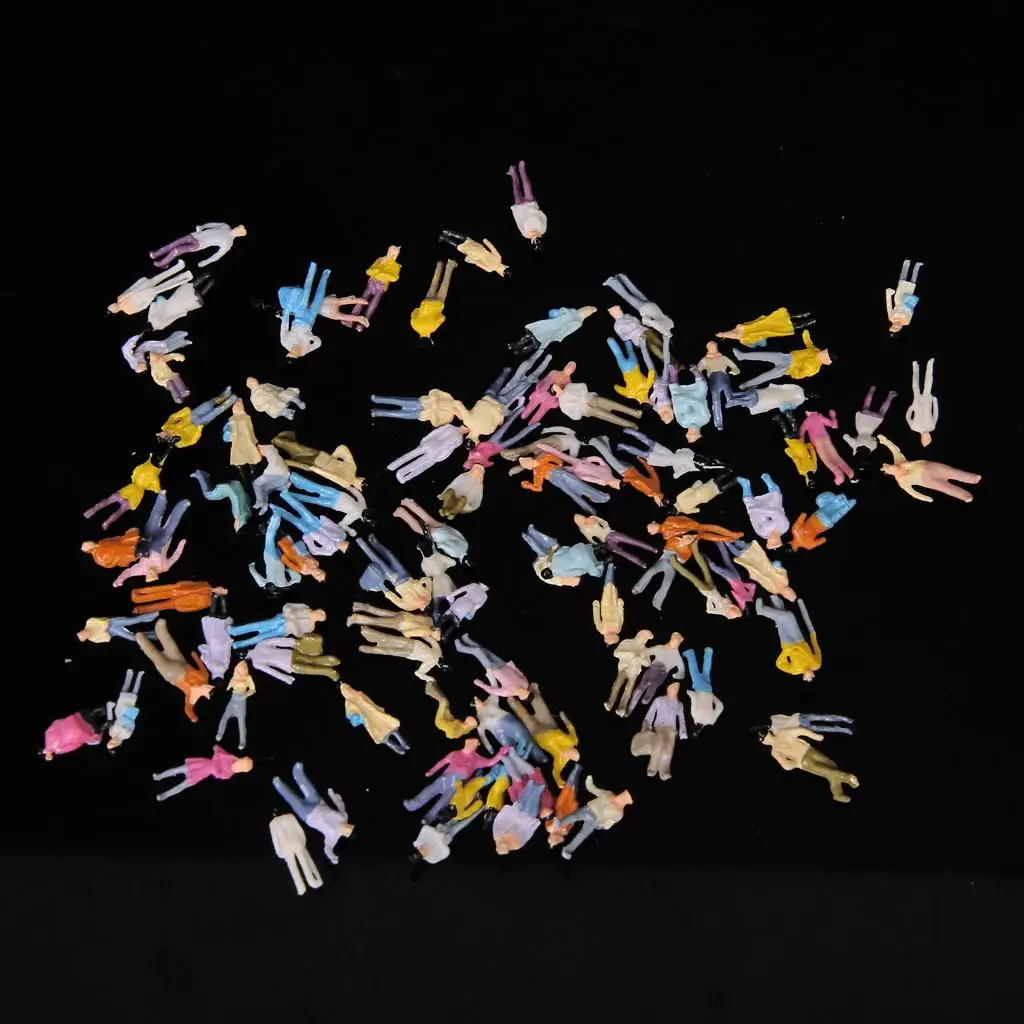 100 szt. Miniaturowe figurki ludzi w skali 0 do modeli kolejowych N, dioramy, krajobrazów DIY