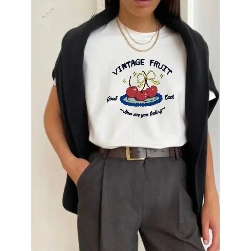 

Винтажная шикарная футболка с принтом для женщин, летняя, 100% хлопок, мягкая, с коротким рукавом, женская, оверсайз, стильный топ