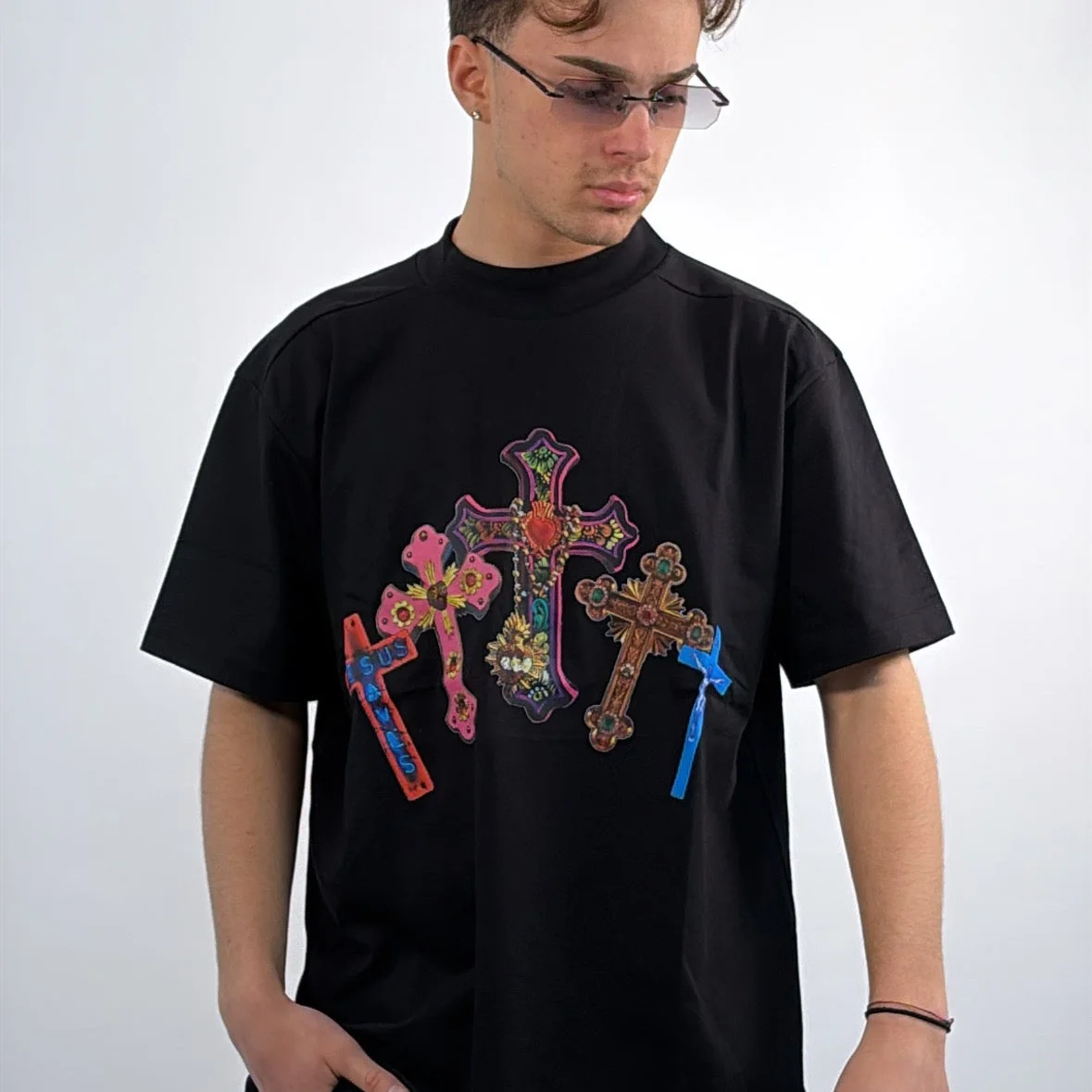 CROSSES Hip Hop Casual T-Shirt 100% Cotton Graphic Tee Men Women Summer Streetwear Top