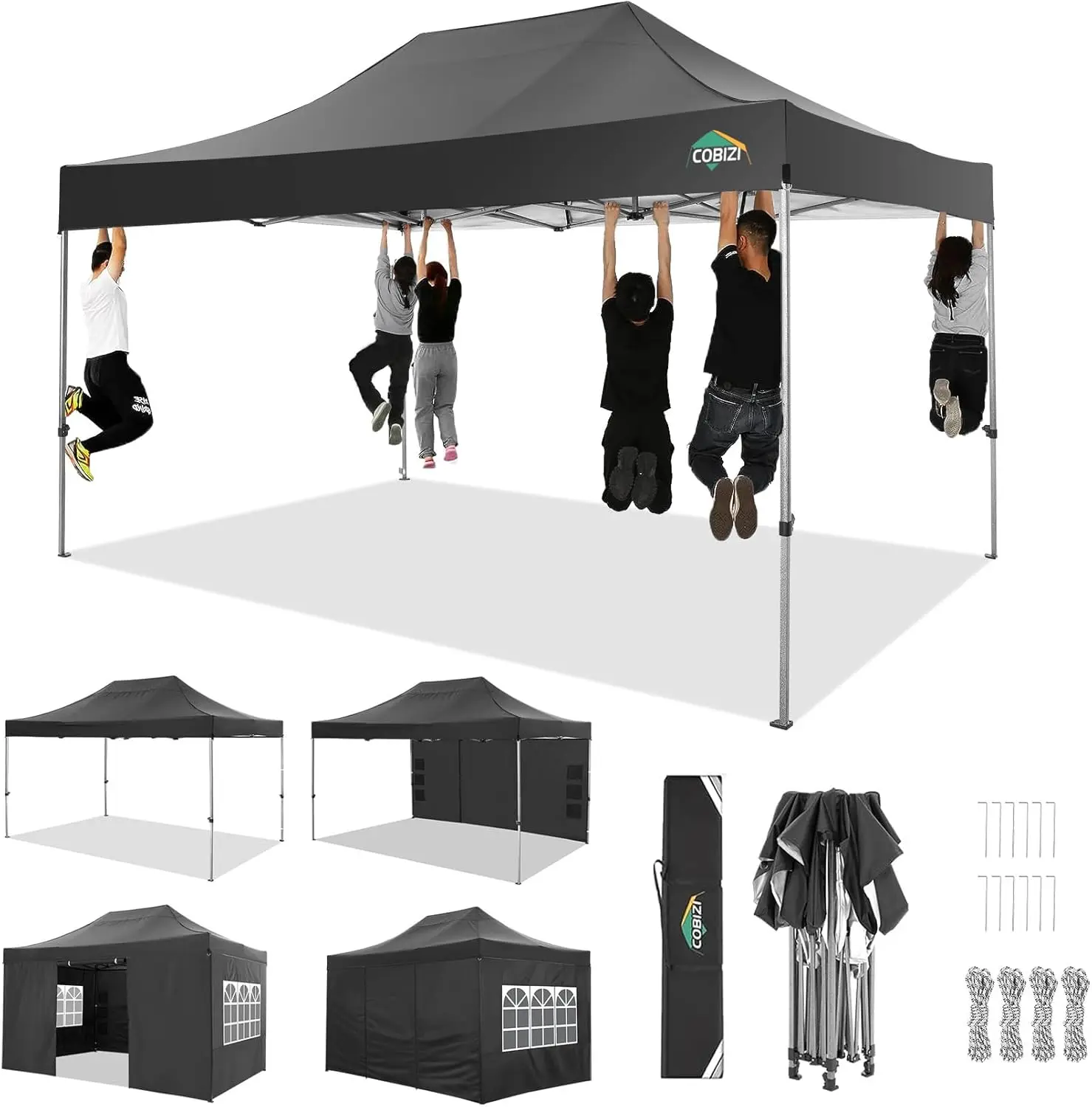 Cobizi 10X15 Pop Up Canopy Gazebo 3.0, Easy Up Heavy Duty Canopy With 4 Removable Sidewalls, High Stability, All Weather