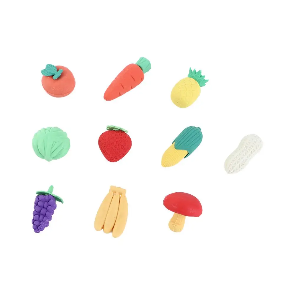 School Supplies Party Favors Miniature Assembly Colorful Novelty Erasers Vegetables Mini Fruits Pencil Erasers Puzzle Erasers