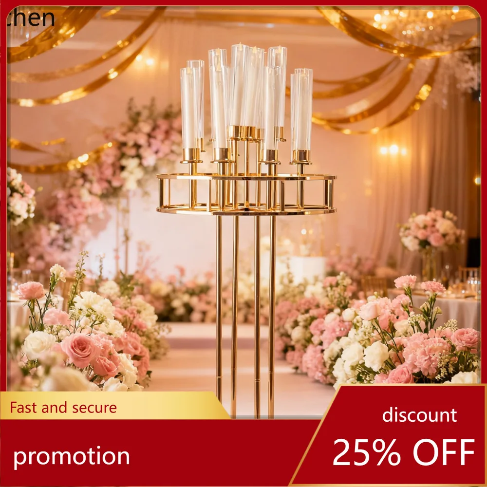 PYH Gold-Plated Iron Art  Props  13-Head Candle Holder Display Ornament Road Guide Flower Arrangement Ornament