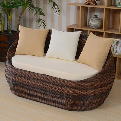 Mobília ao ar livre cadeira de vime sofá pátio varanda imitação rattan três pessoas sala de estar lazer criativo villa hotel