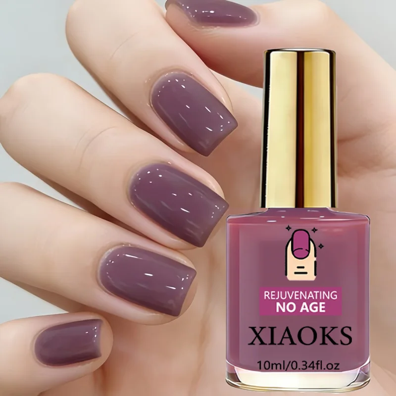 Gray-Toned Grape Purple Nail Strengthener, Natural Quick-Drying, No-Bake Required, Long-Lasting Shine for Nails, Protects Thin Nails
