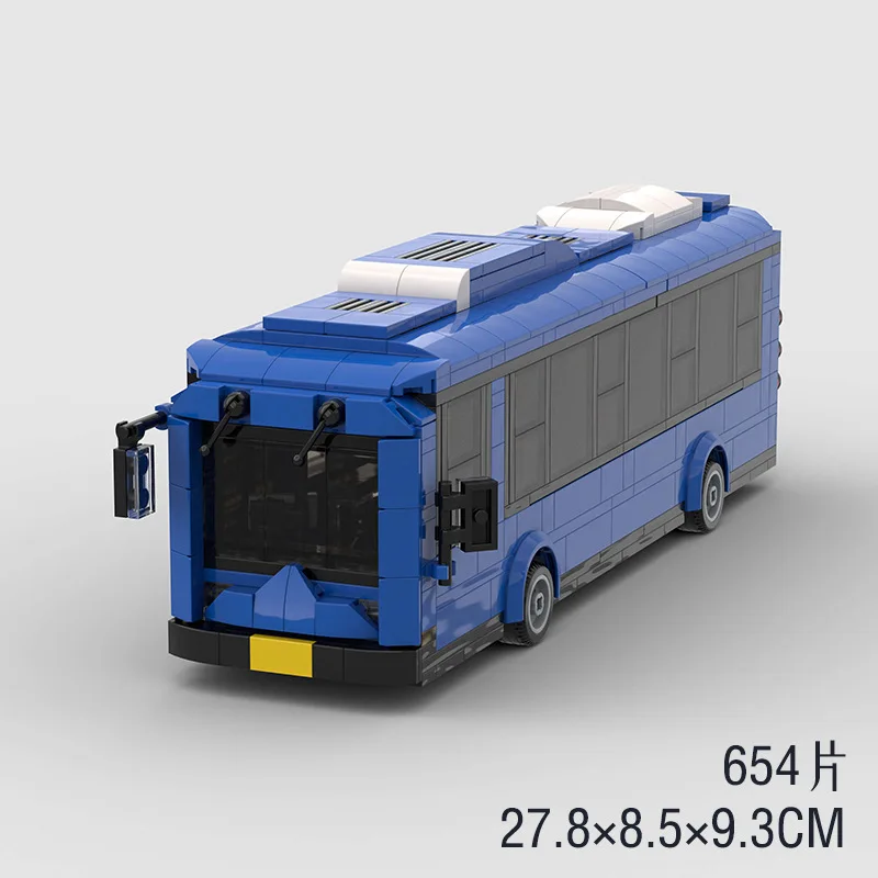 

City Car Passengermodernize Simulation bus toy large open door Blue bus model Public Vehicle Figures Bricks Building Blocks Toys