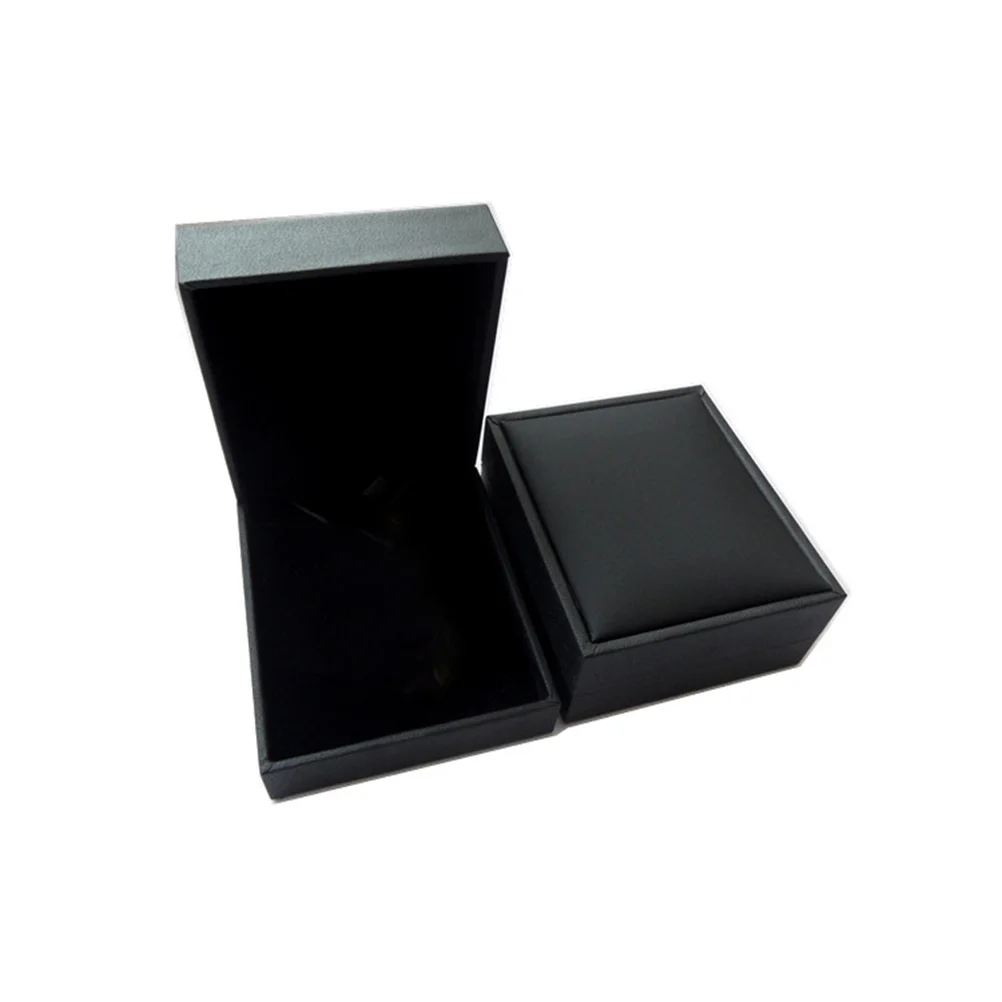 Elegante joyero negro de PU, organizador de collares forrado flocado, estuche de almacenamiento de regalo, organizador de joyas, caja de collares