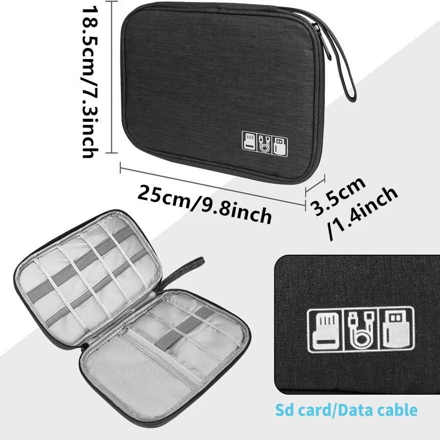 Convenient Cable Storage Bag Household Digital Products Organizer Zipper Pouch Cosmetic Small Objects Deposit Case Accessories