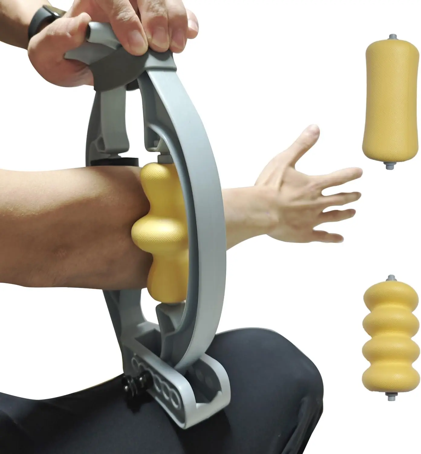 

Forearm Massage Roller with 3 Replaceable Heads for Tennis Elbow & Pain Relief, Adjustable Intensity