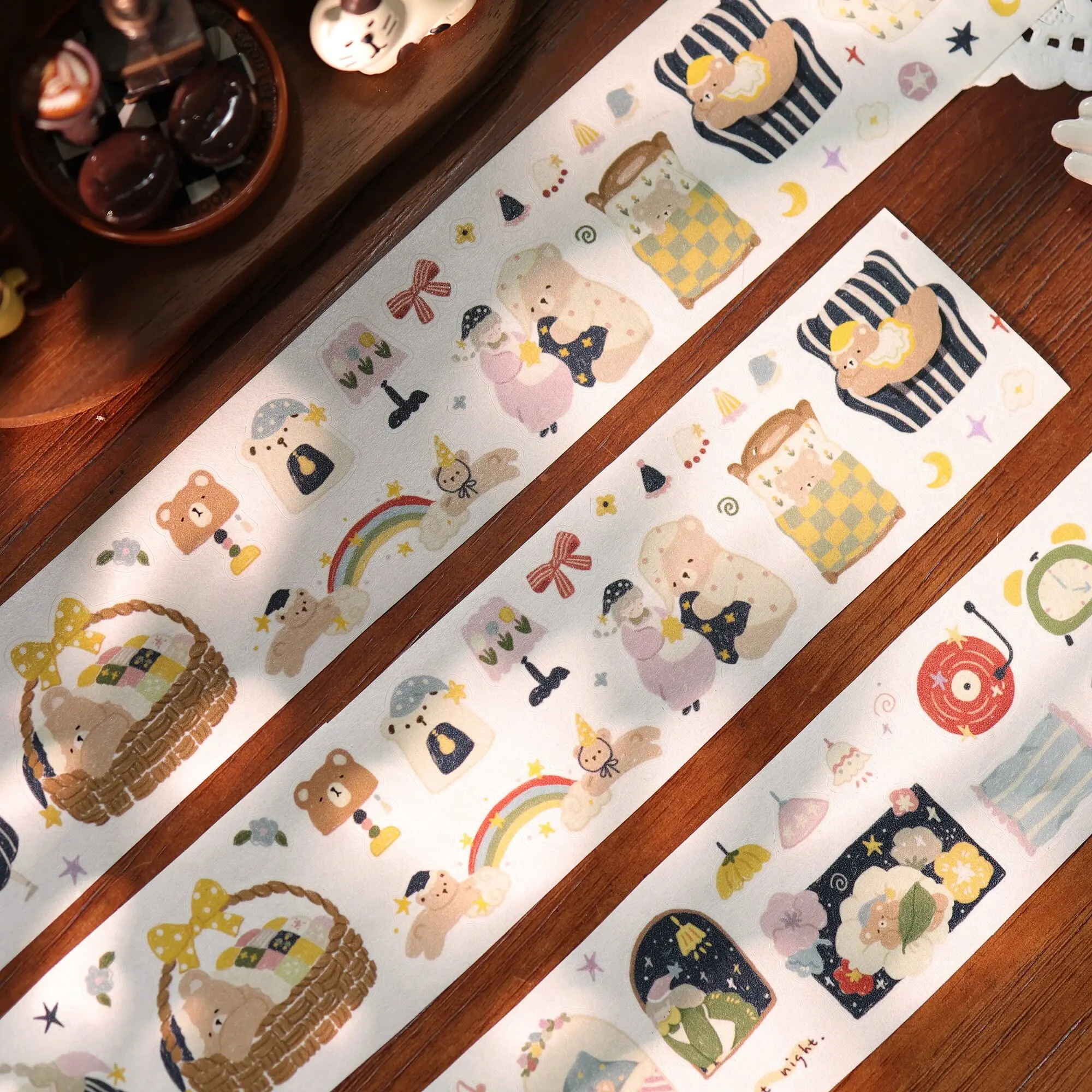 PET Washi Tape Yier Salt Journal Material Hug Good Night Die‑Cut Decorative Sticker For Scrapbooking DIY Crafts