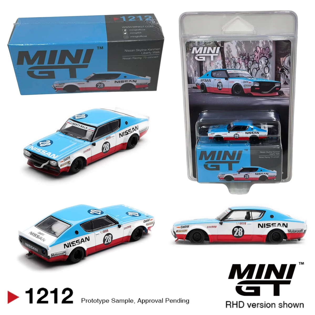 MINIGT 1212 1:64 Nissan Skyline Vintage Touring Race Car White Blue Red Retro Livery RHD Classic JDM Diecast Model Car In Stock