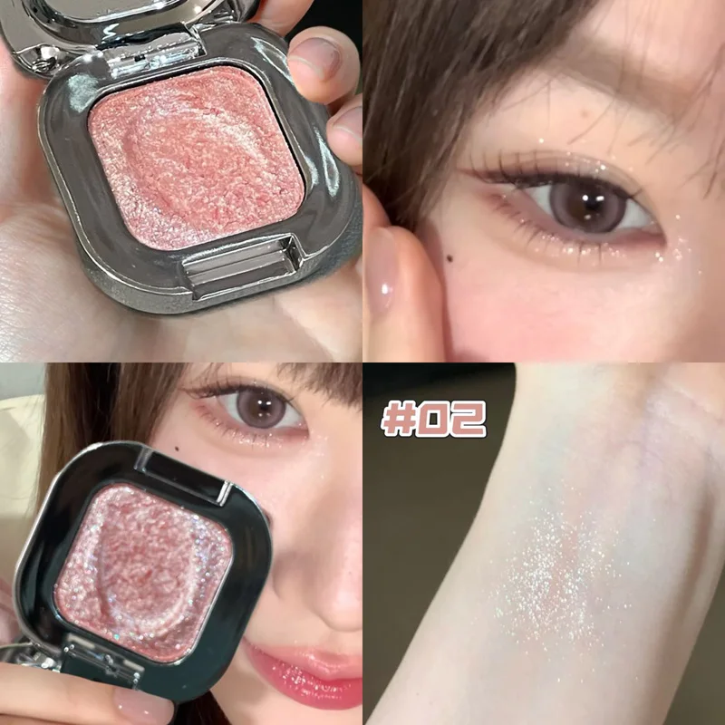 HERORANGE Single Shimmer Glitter Eyeshadow Palette Pearlescent Sparkly Highlight Eye Makeup With Mirror Portable Eyeshadow