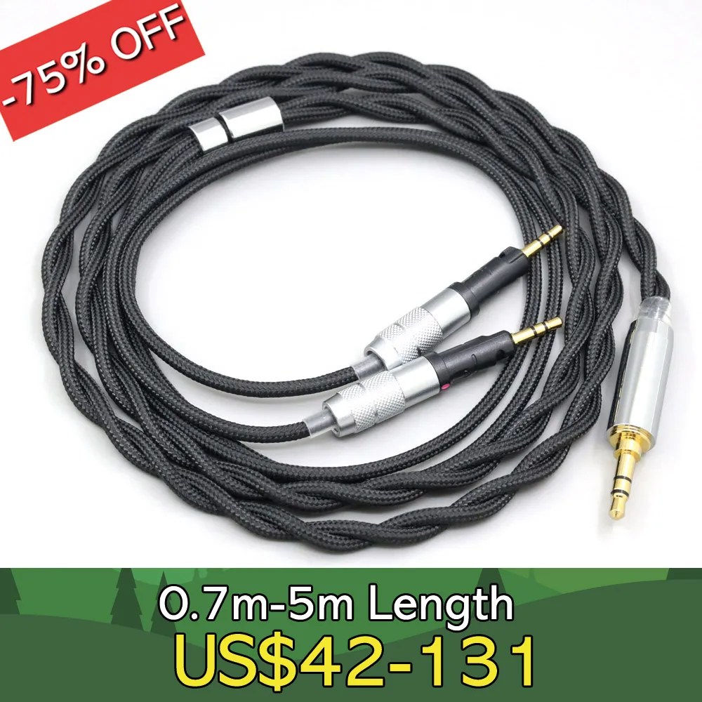 Nylon 99% Pure Silver Palladium Graphene Gold Shield Cable For Audio-Technica ATH-R70X headphone 2 core LN008314