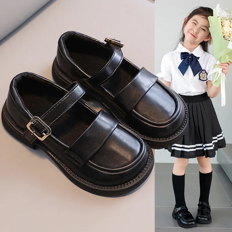 Scarpe da ragazza primaverili Scarpe da principessa in pelle per bambini Mocassini primaverili autunnali neri