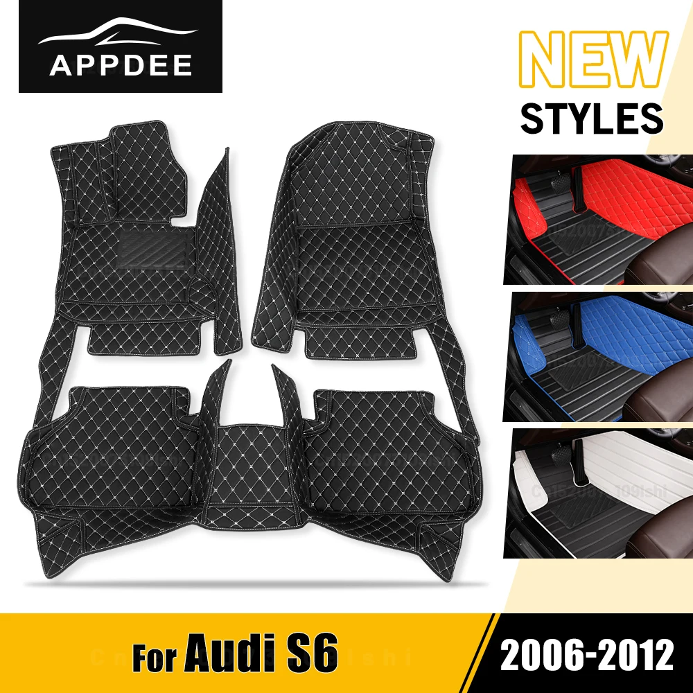 Custom Car Floor Mats For Audi S6 2006-2012 11 10 09 08 07 Automobile Carpet Cover Interior Details Accessories Protective Pad