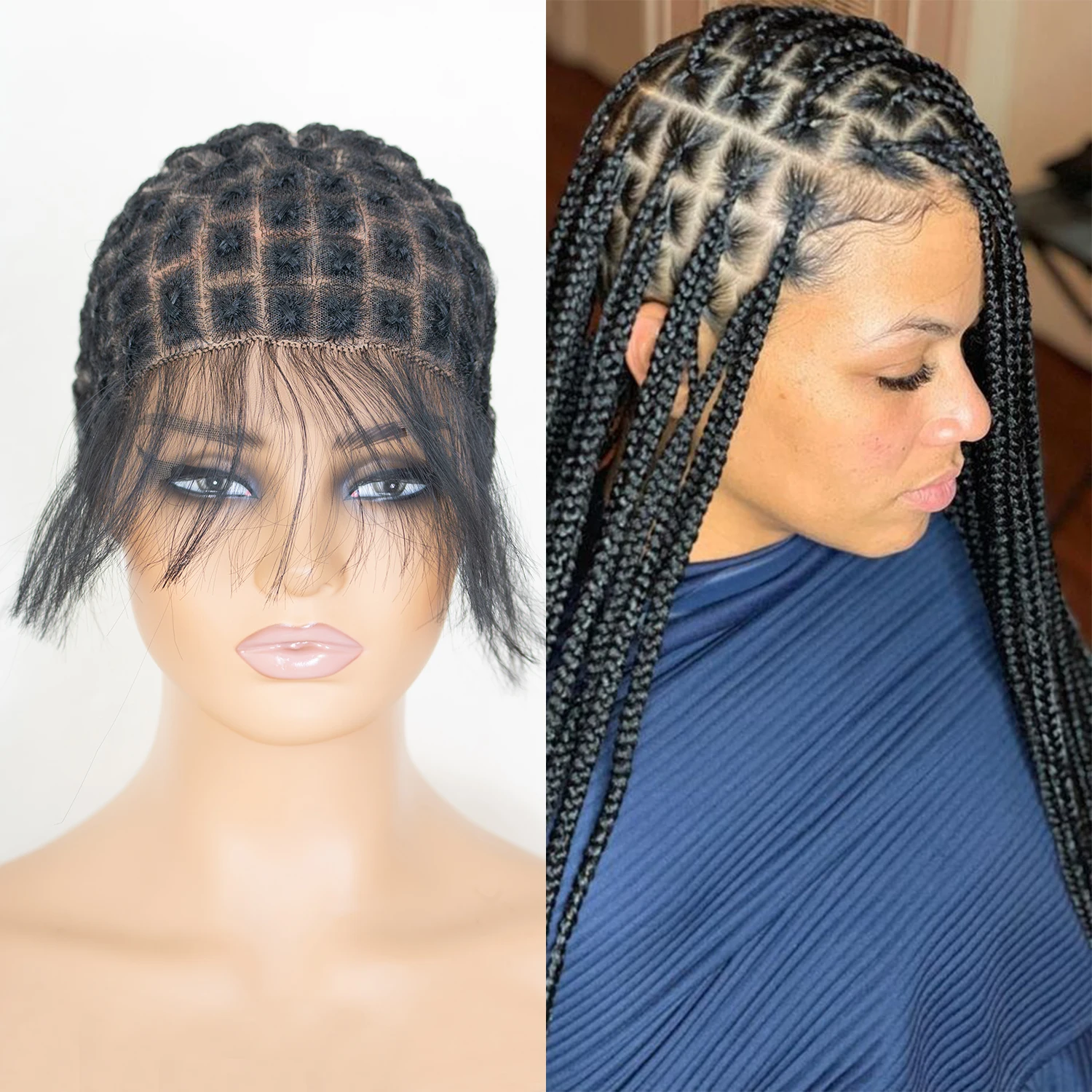 Braided Wig Caps with Baby Hair Full Double Lace Wigs Caps for Making Wig Glueless Crochet Wig Caps for Black Women (95Sections)