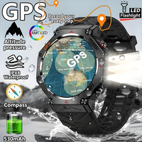 2025 GPS outdoor sports smartwatch with LED flashlight and compass altitude air pressure Bluetooth call fitness waterproof watch