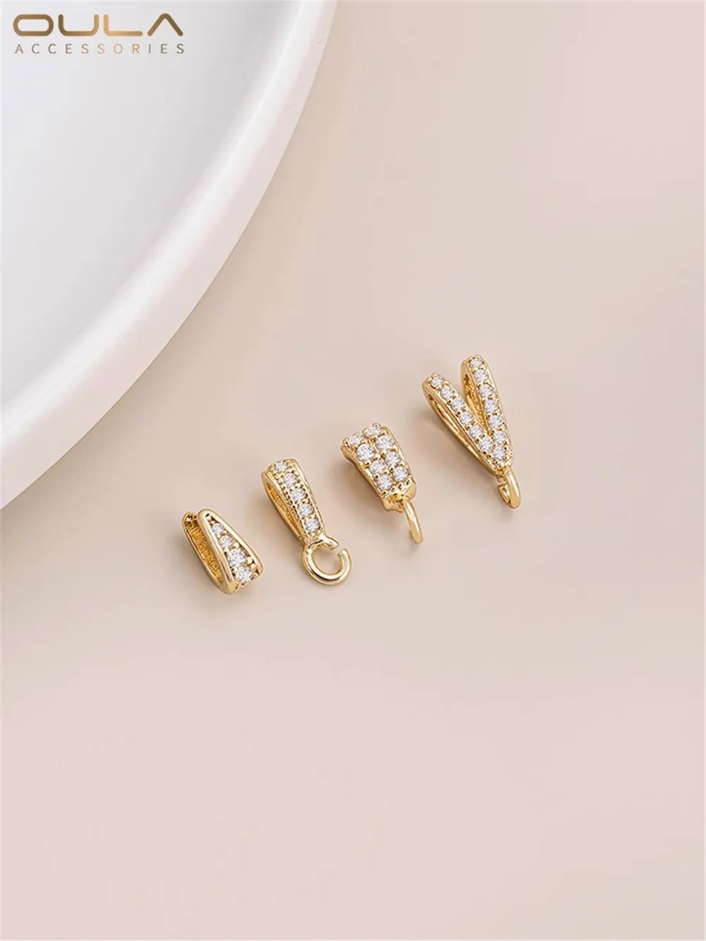 

14K Gold Bag Zircon Melon Seed Buckle Pendant Support Handmade Diy Necklace Buckle Pendant Buckle Clip Buckle Accessories