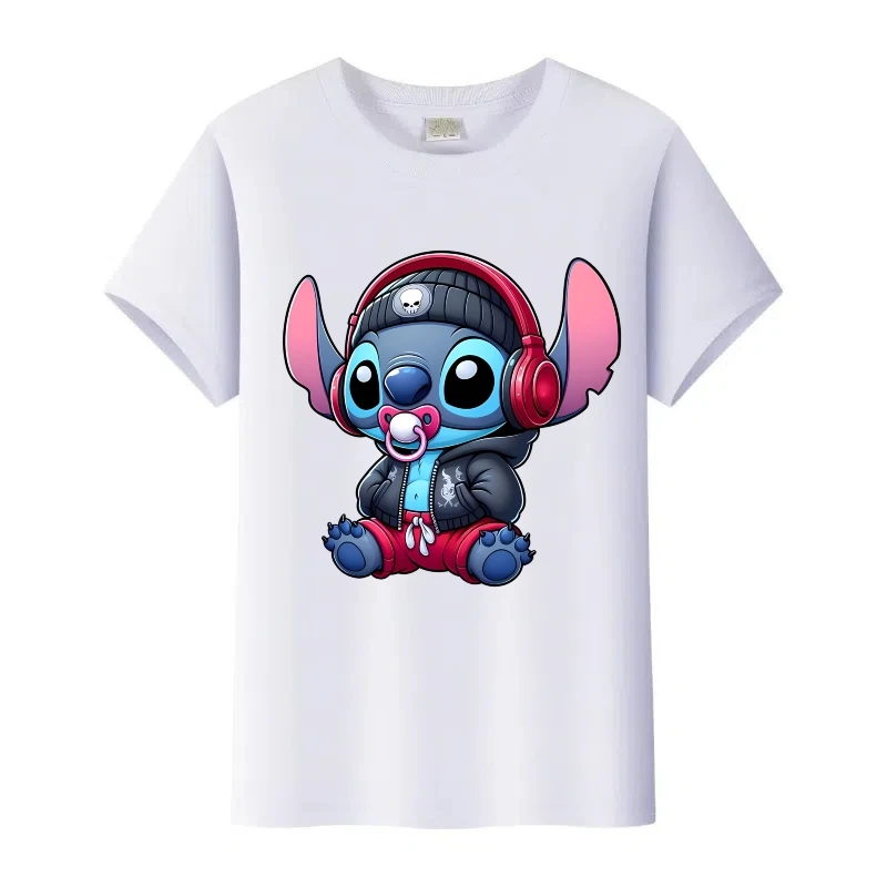 لطيف ديزني الكرتون غرزة طباعة القمم ملابس امرأة فتاة التي شيرت الرجال الصيف البلوزات الأطفال تيز الأسرة الشارع الشهير تي شيرت Y2k #3