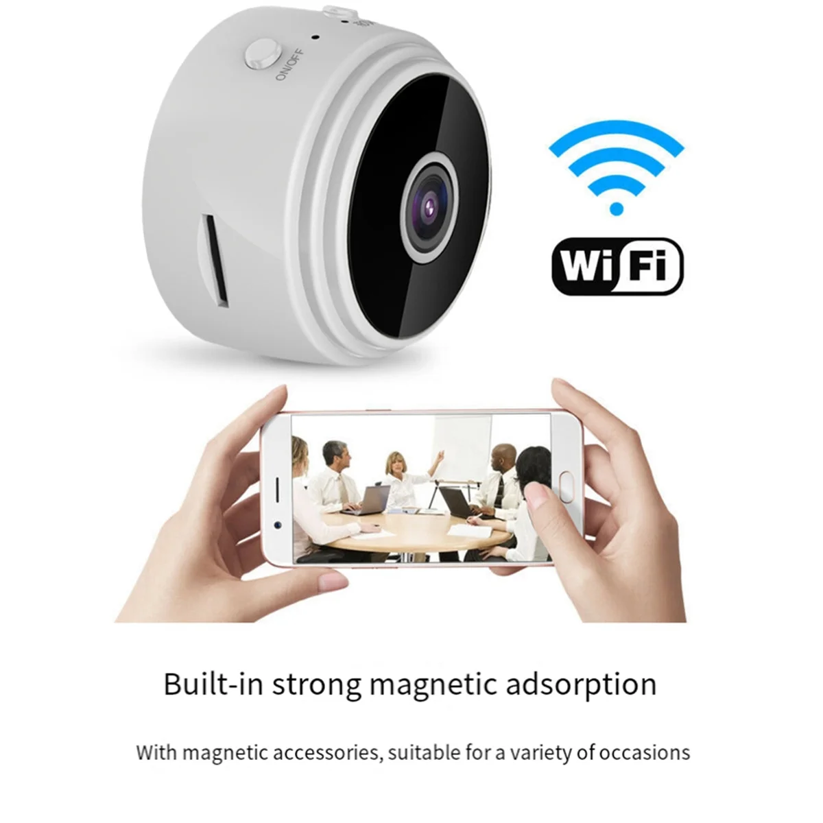 【Price-Drop!】A9 Camera Portable Wireless Camera Wifi Camera Home HD Security Camera Outdoor Sports Camera Webcam,White