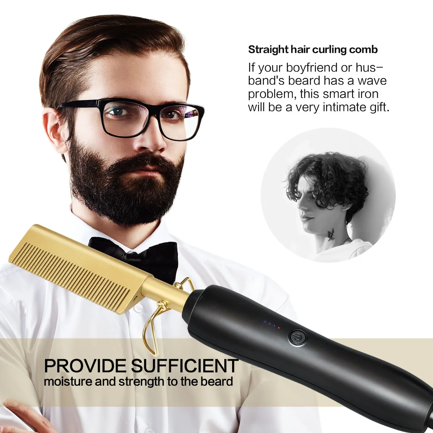 Best Seller New Electric Copper Comb Hair Straightener Hair Straightener Dual-purpose Household Handheld Portable Perm Curling R