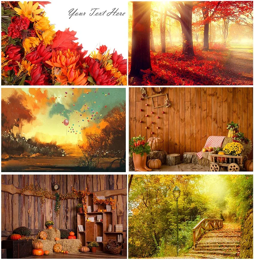 Wooden Cabin Planks Boards Autumn Theme Backgrounds Photography Leaves Forest Natural Scenery Backdrops Studio Banner Supplies