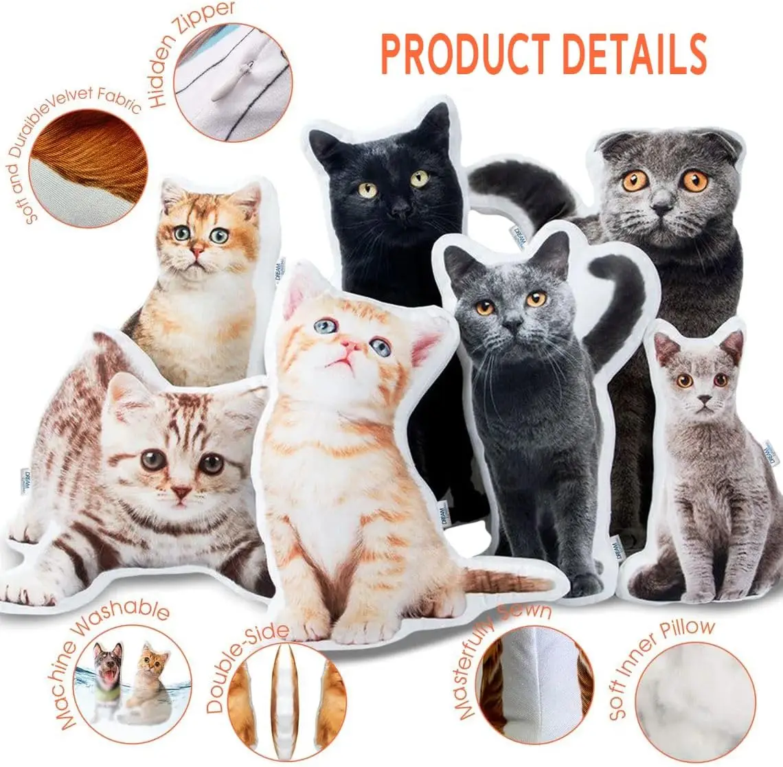هدايا وسادة صور شخصية، وسادة مخصصة للحيوانات الأليفة على شكل صورة قطتك، هدايا عيد ميلاد فريدة لمحبي الحيوانات الأليفة #4
