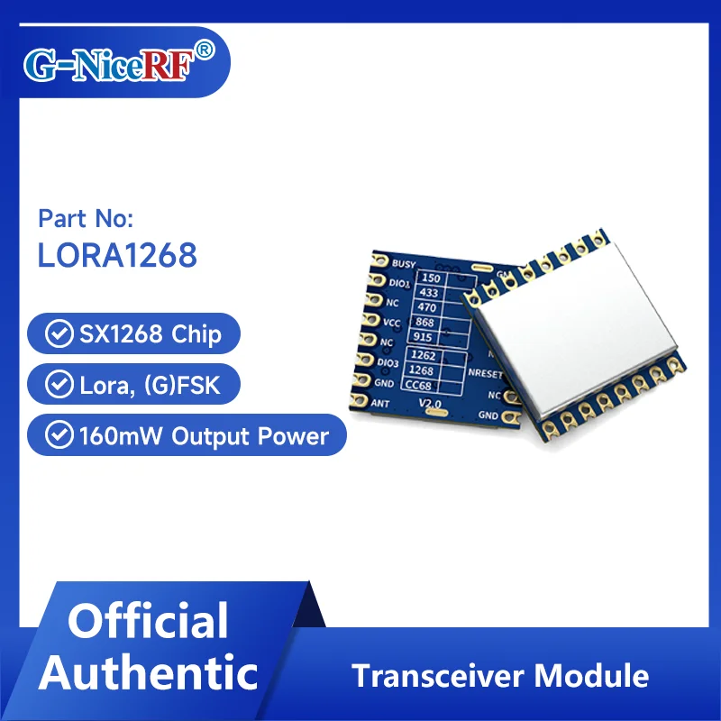 G-NiceRF| 2 PCS LORA1268 433/470MHz  SX1268 160mW Long Range Spread  Wireless Lora Module SPI Interface