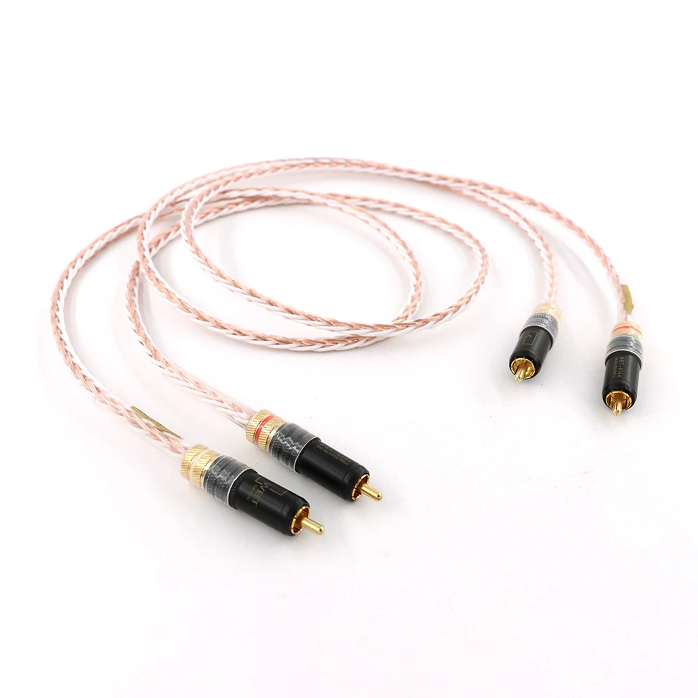 A pair of high-quality 8-core monocrystalline copper players, amplifier interconnect audio cables