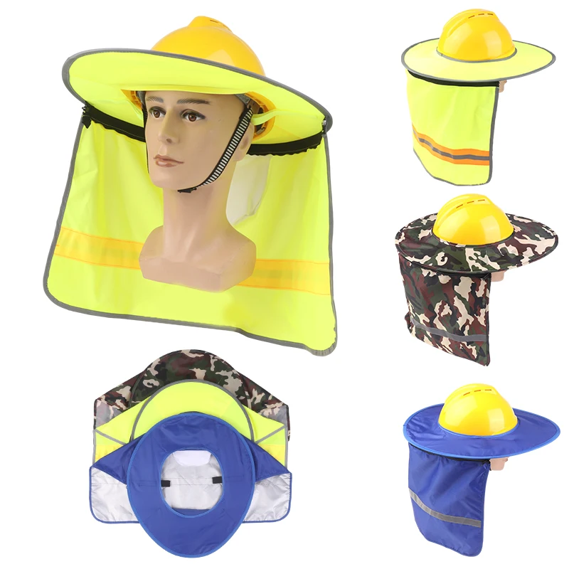 Summer Sun Shade Safety Helmet Neck Shield Helmets Reflective Stripe Safety Cap Hat For Construction Worker Outdoor Work Supply