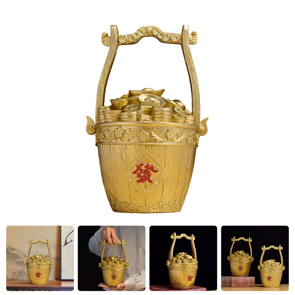 

1Pcs Treasure Bowl Resin Ornament Creative Cornucopia Desktop Decoration Spring Festival Home Office Lucky Charm Gift