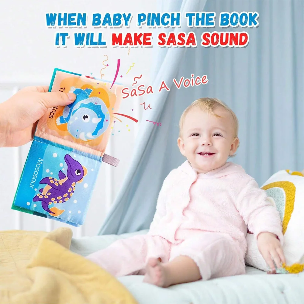 ソフトベビークリンクルブックセット、バスブック6枚、赤ちゃん用の無毒な生地の柔らかい布の本、早期教育玩具ギフト可能、理想的な選択