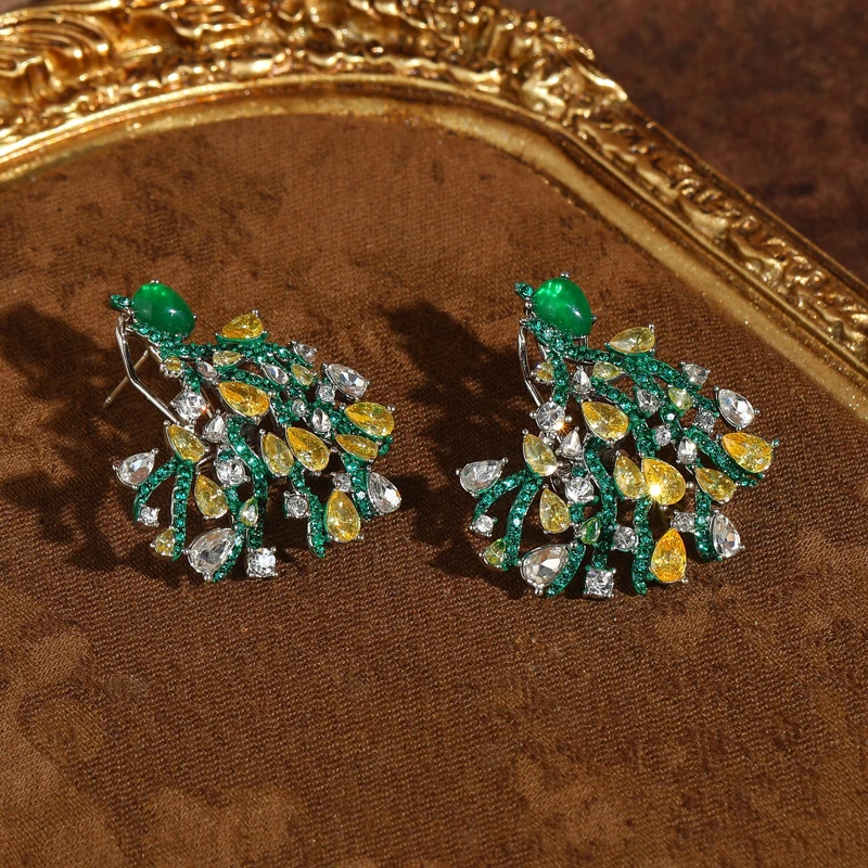 

Agate Crystal Earrings Green Drop Charm Vintage Long Tassel Colorful Rhinestone Christmas Tree Designer Accessories 202 Gift New