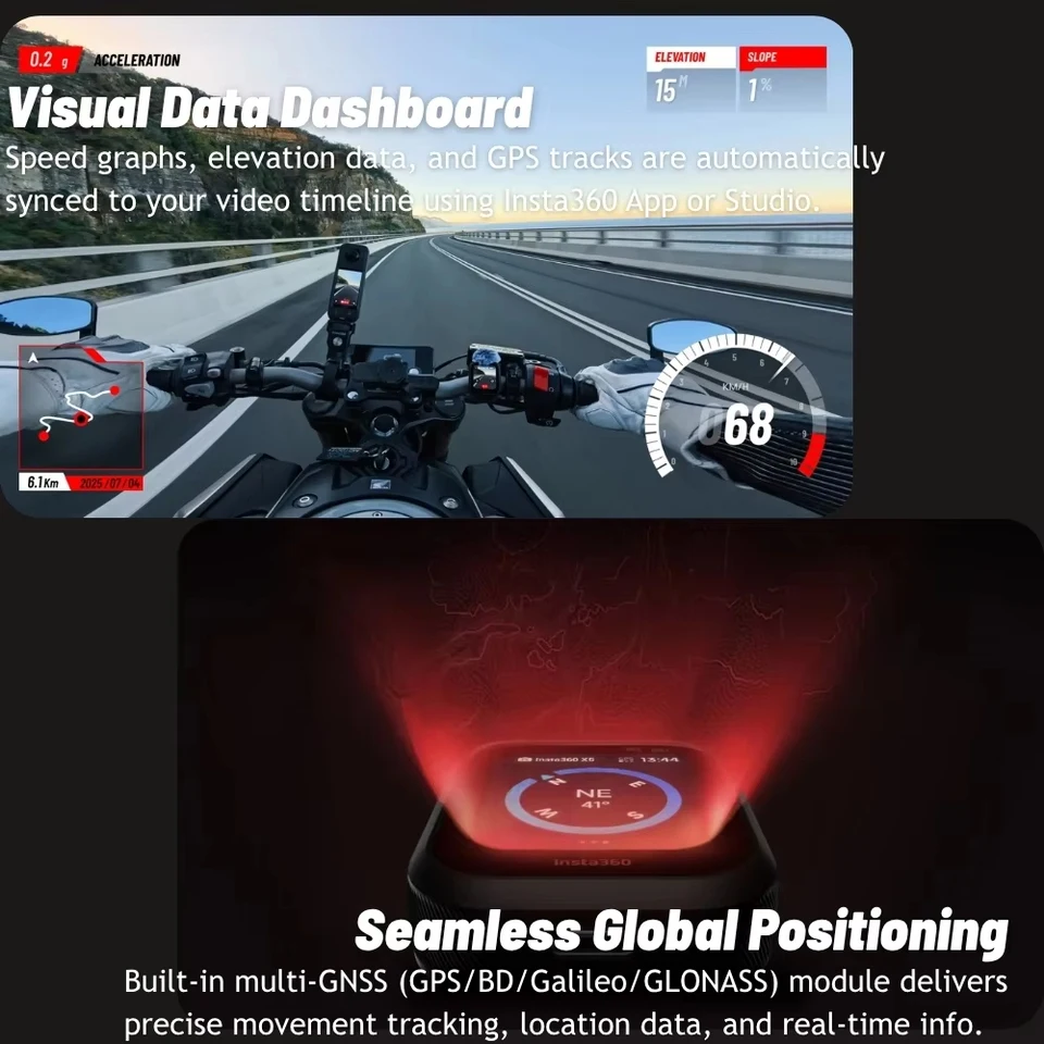 인스타360 X5/에이스 프로 2 GPS 프리뷰 리모컨 (내장 마이크 포함) 인스타 360 X5/에이스 프로 2용 정품 액세서리