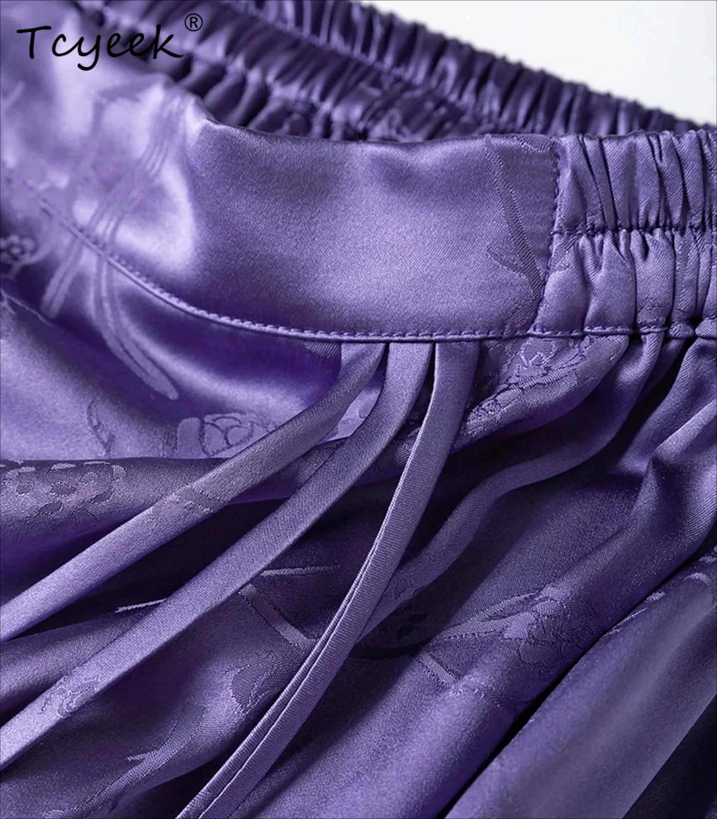 Tcyeek 40MM 100% Real Silk Party Skirts Elegant Skirt for Woman Summer Clothes Vintage Skirt Women Jacquard Split Юбка Женская