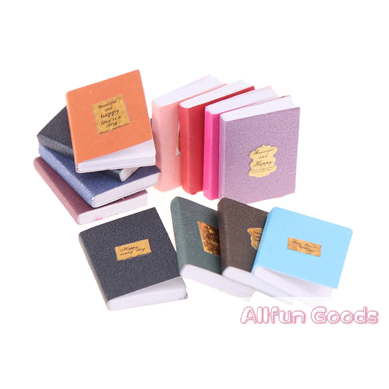 [TG835]12Pcs/set 1:12 Dollhouse Miniature Book Model Notebook Doll House Study Decor