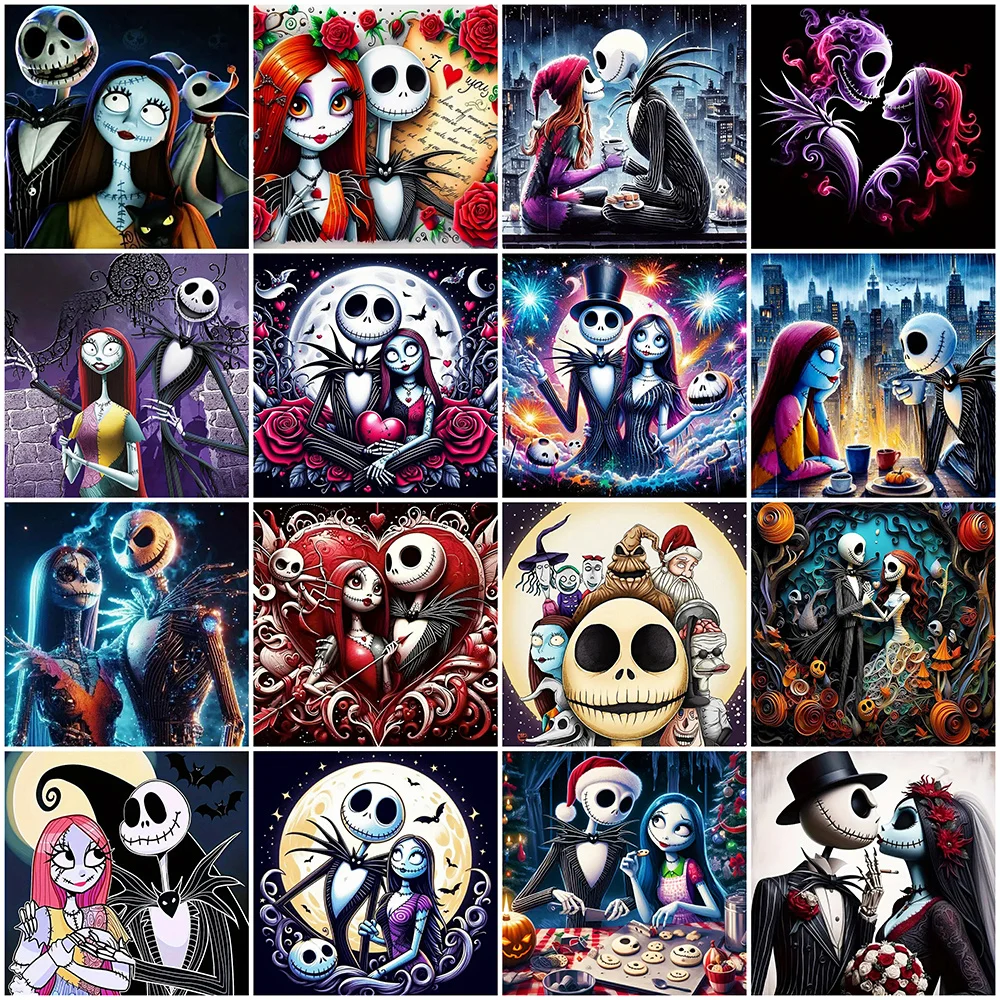 

Disney Diamond Embroidery The Nightmare Before Christmas Painting Full Square Round Jack Skellington Sally Mosaic Home Decor