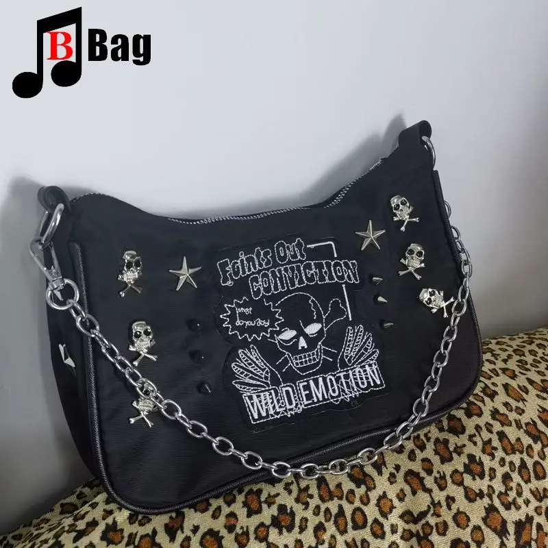 Harajuku Y2K Girl Men Canvas Women Gothic Punk Spicy Girl rivet Bag handbag crossbody bag streetwear steampunk spike Tote