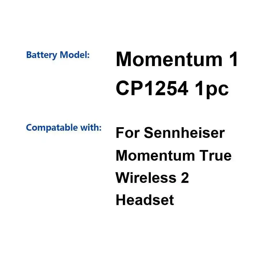 

Надежный источник питания для наушников Sennheiser Momentum True Wireless 2, 1 CP1254, 1 шт., надежная сменная батарея для наушников