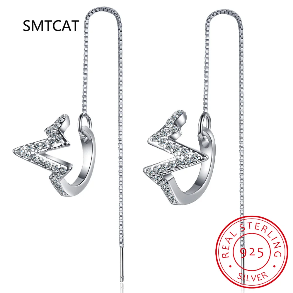 Real 925 Sterling Silver Box Chain Wave Clip On Earring Ear Cuff For Women Without Piercing Earring Jewelry DB1352