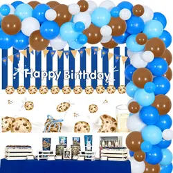 Milk Cookies Birthday Party Decor Balloon Garland Arch Kit with Backdrop for Boys Cookie Milk Party Supplies Baby Shower Decor