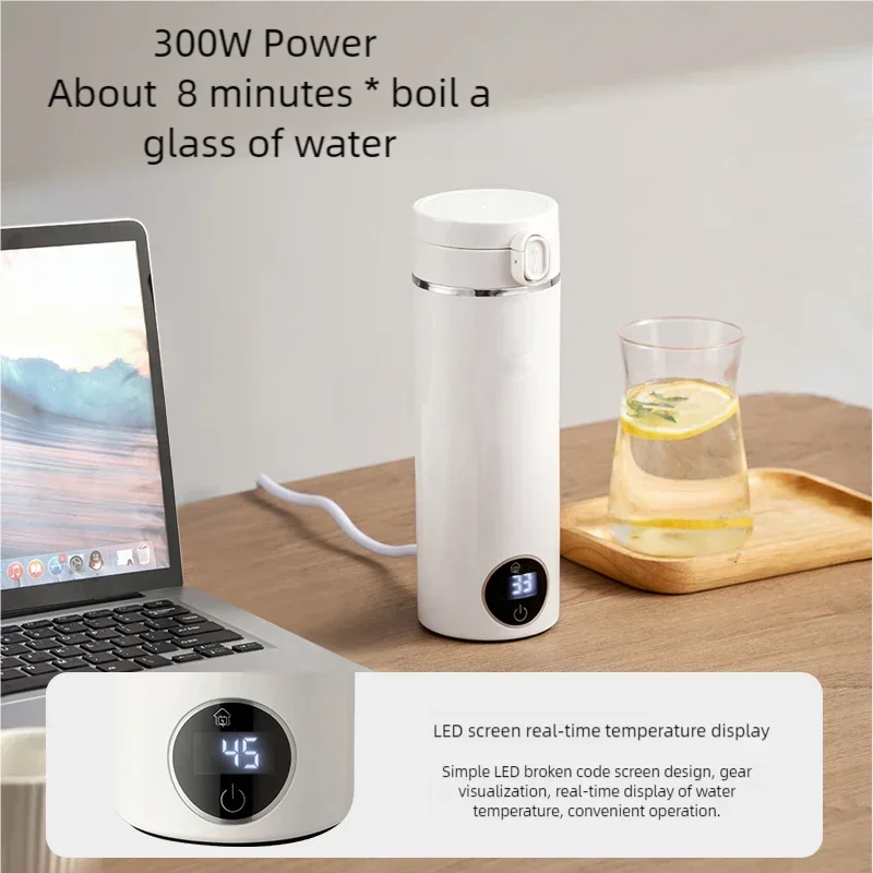 JFBONIN Portable Hinged Lid Electric Water Kettle Home Milk Temperature Adjusting Pot Quick Heating Stainless Steel Tea Maker