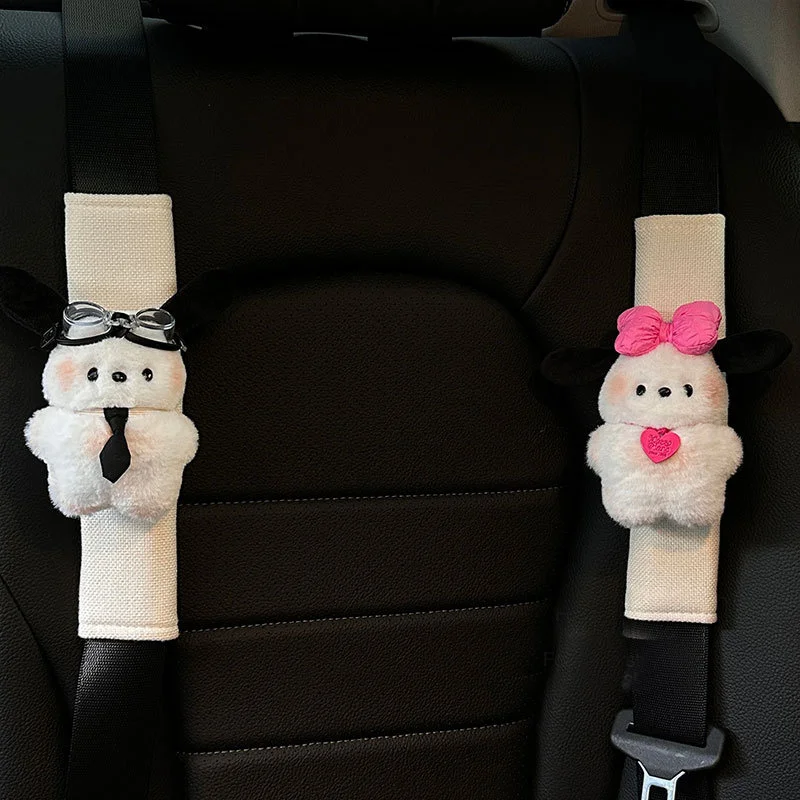 Sanrio Pochacco-funda bonita para coche, almohadilla de hombro para coche, decoración Kawaii para cachorro, accesorios interiores para coche, pareja