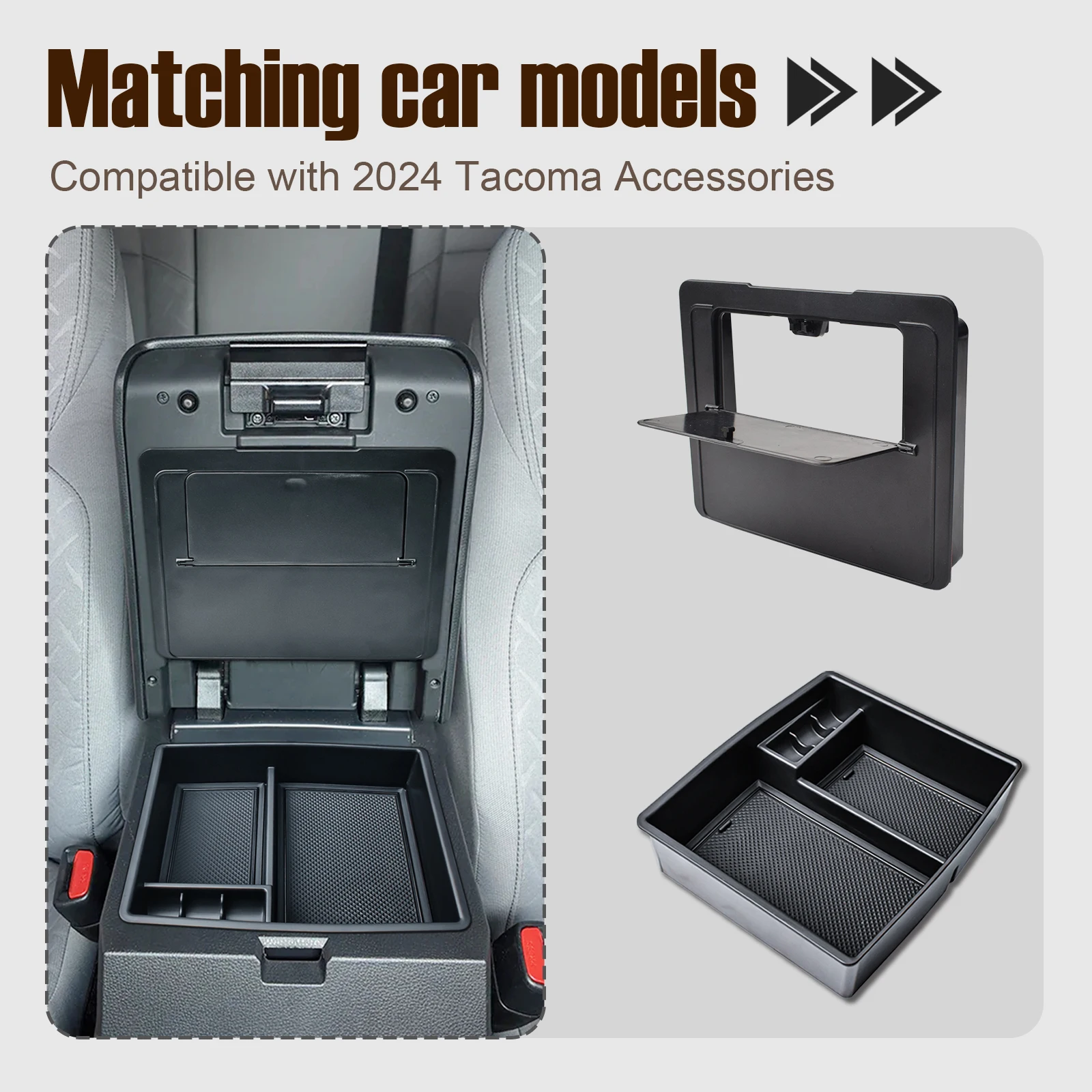 

Center Console Hidden Box Tray For 2024 2025 Toyota Tacoma Toyota 4Runner 2PCS Armrest Storage Organizer Interior Hidden Box