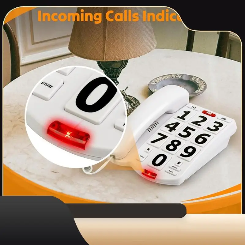 

Big Button Phone For Elderly Seniors, Home Land Line Phone One Key For Help Telephone For The Visually Hearing Impaired-T44C