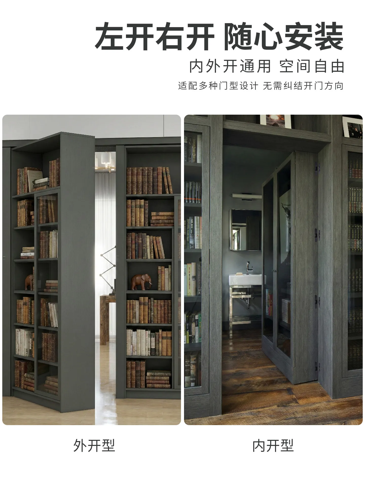Heavy-duty secret room five accessories Rotary bookcase Invisible door Hinge cabinet Secret door Bookshelf door 3D hinge