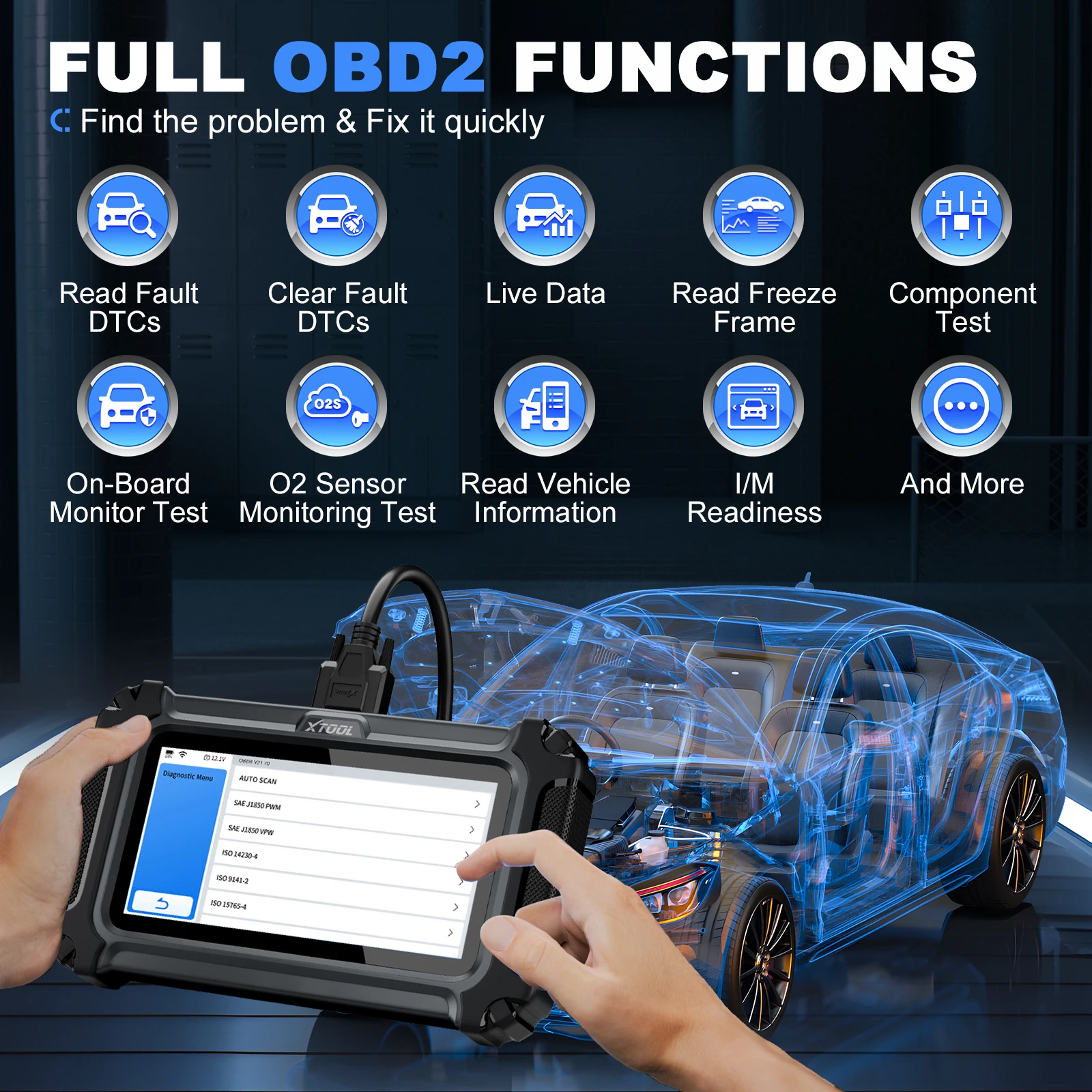 XTOOL D6 OBD2 Scanner,15+services ,Lifetime Free Update,DTC Search Scan Tool,FCA&CAN FD,Full Systems Diagnosis ,Live Date