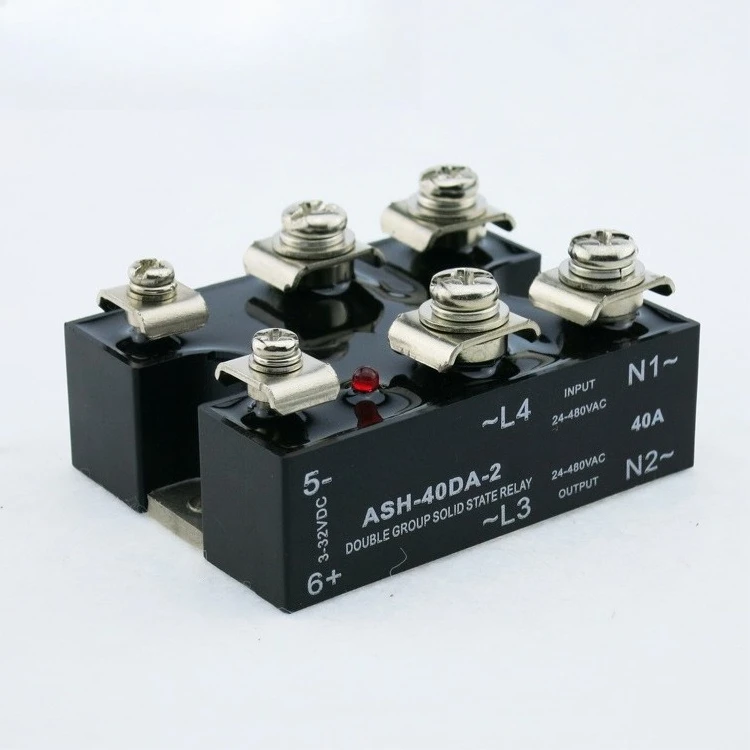 40A two-phase solid state relay ASH-40DA-2 DC AC control 24VDC load 480V